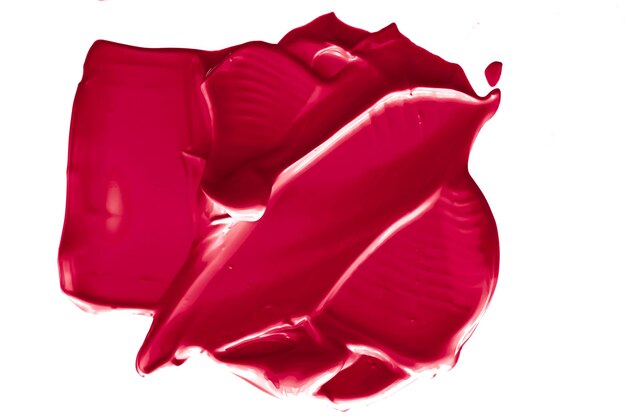 흰색 배경 메이크업 얼룩 크림 화장품 얼룩 또는 페인트 브러시 스트로크에 격리된 빨간색 미용 견본 스킨케어 및 메이크업 화장품 제품 샘플 질감