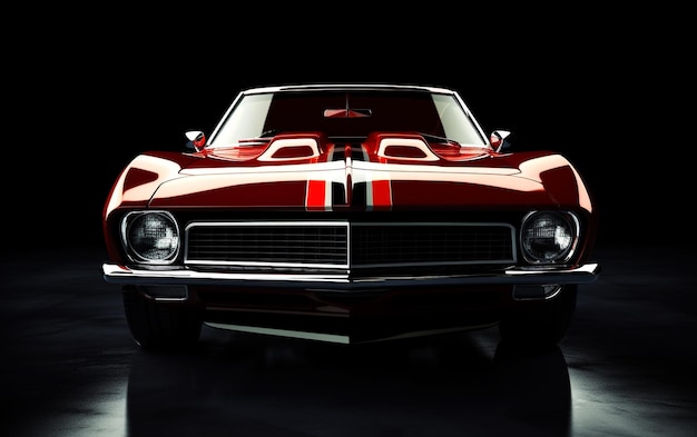 Red Beauty Unleashed High Detail 3D Illustratie van een Vintage Muscle Car