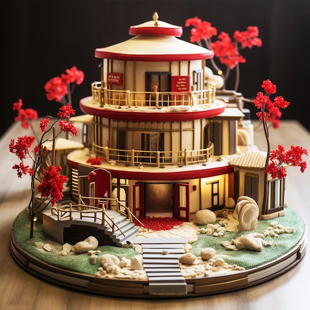 a red and beige birthday cake for the anniversary