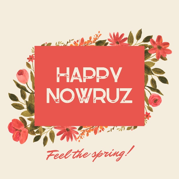 Red Beige Cute Minimalist Gelukkige Nowruz Facebook Post 1