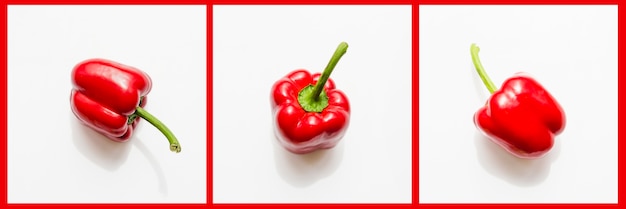 Photo red bell pepper in different positions