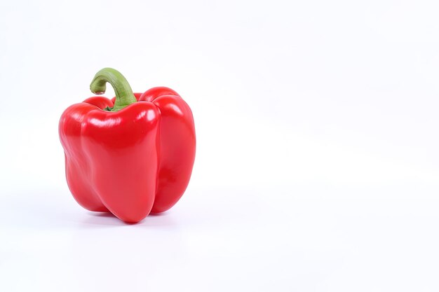 red bell pepper isolated on white background with copy space
