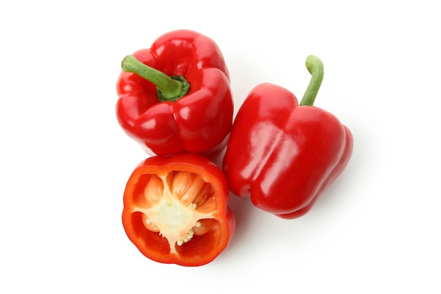 Red bell pepper isolated on white background