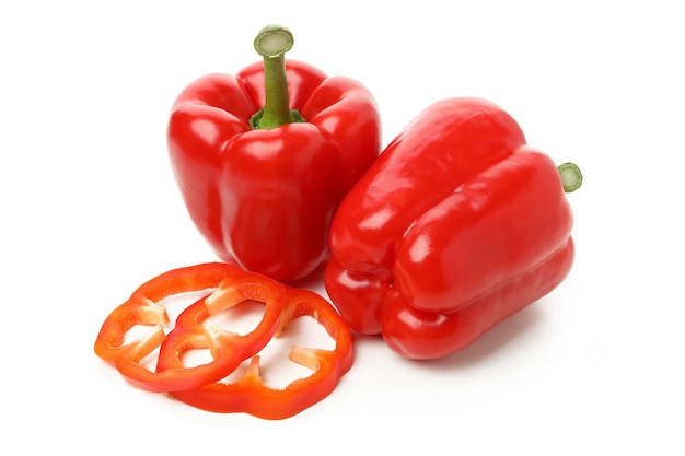 Red bell pepper isolated on white background