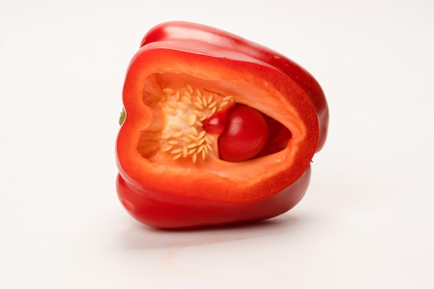 Red bell pepper isolated on white background