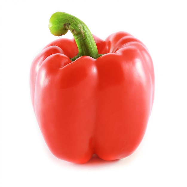 A red bell pepper isolated on white background.