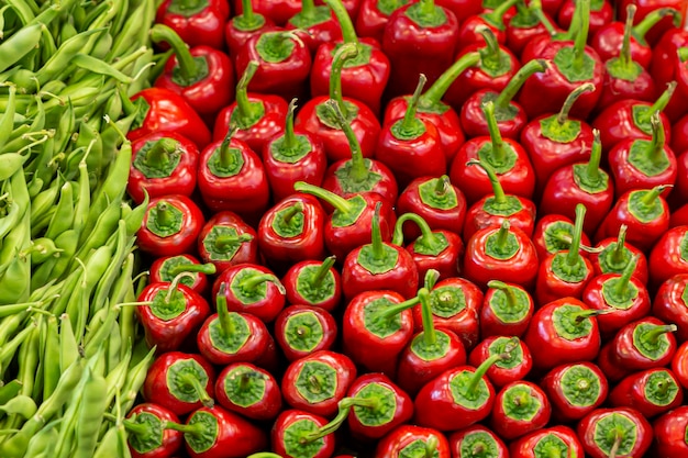 Foto sfondo di peperoni rossi mazzo di peperoni rossixa