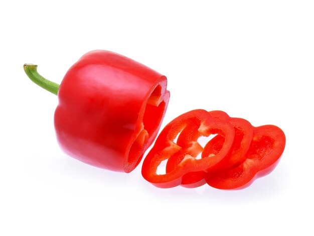 Red bell peppers isolated on white background.