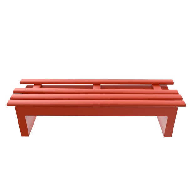 A red bench is shown with the word " on it " on the bottom.