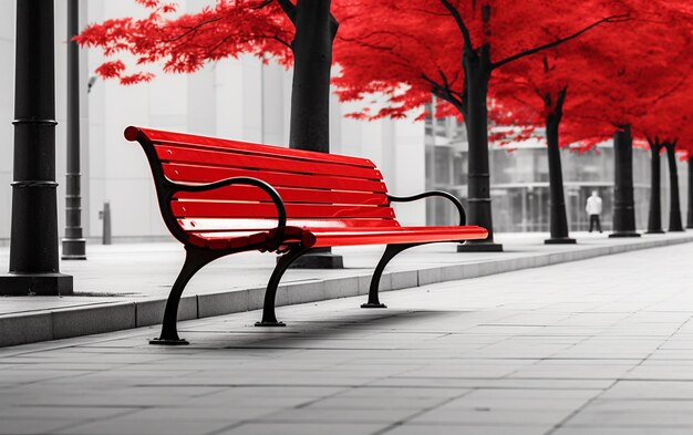 Photo red benches resting on a white surface