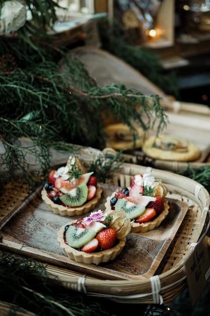 Photo red berries tart