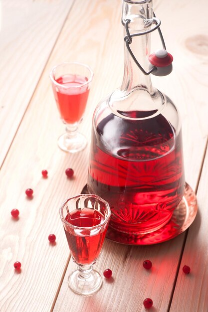 Red berry wine or liquor
