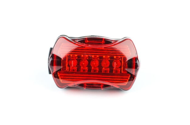 Red bicycle light isolated on white background
