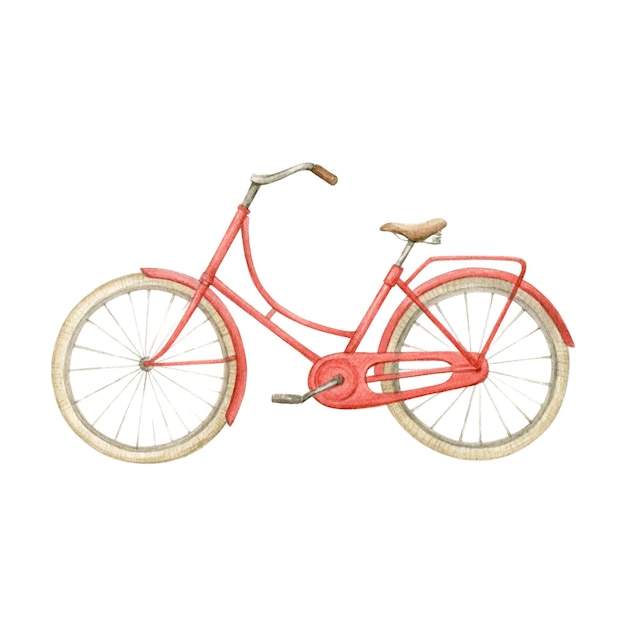 red bicycle watercolor isolated from background