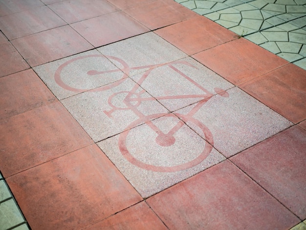 Red bike Lane on footpath