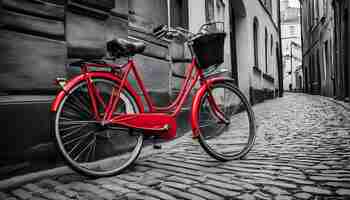 Photo a red bike with a basket on the front of it