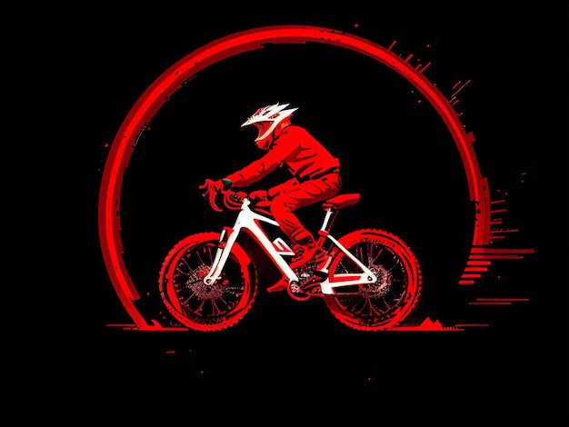 Photo a red bike with a rider on it with a red background.