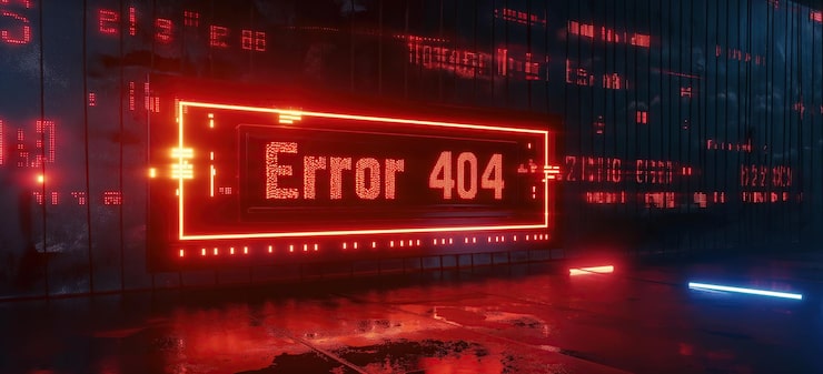 Photo red binary code background with text error 404 programming concept system failure error