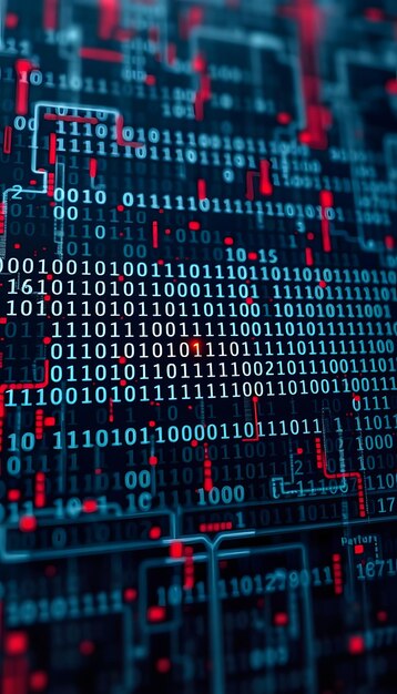 赤いバイナリコード データ ブラックアウト システム サーバー 故障 コンピュータ ハッカー