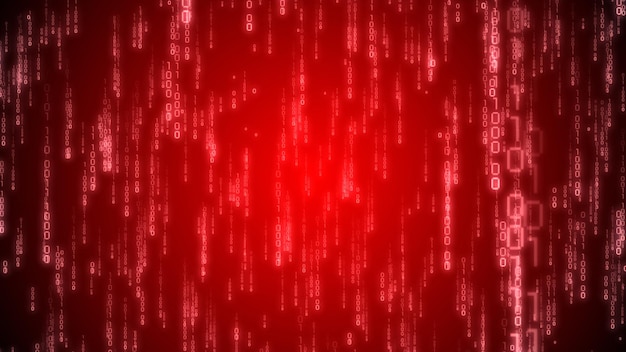 Foto effetto matrice di codice binario rosso