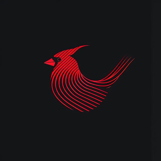 A red bird on a black background