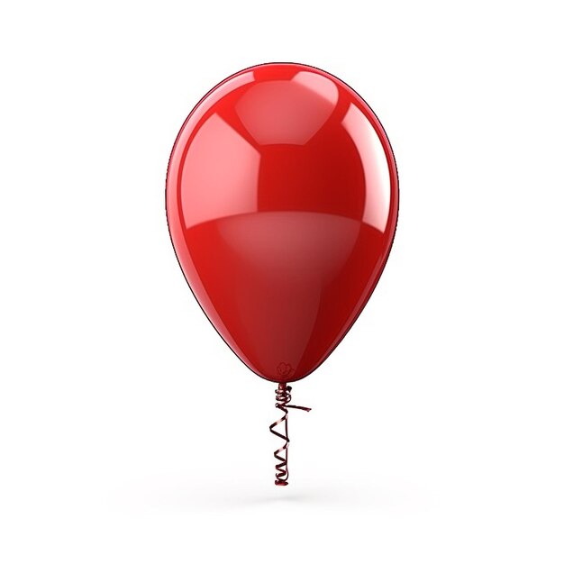 Red birthday party balloon on white background