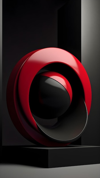 빨간색과 검은색 3D 렌더링 예술 작품