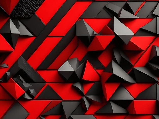 red and black abstract background with angled blocks squares diamonds rectangle and triangle shapes