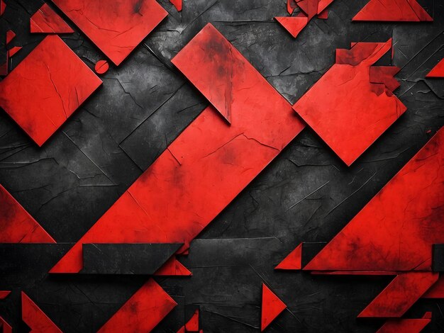 Photo a red and black abstract painting with black and red shapes an abstract painting