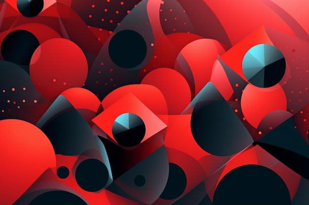 A red and black background with black circles