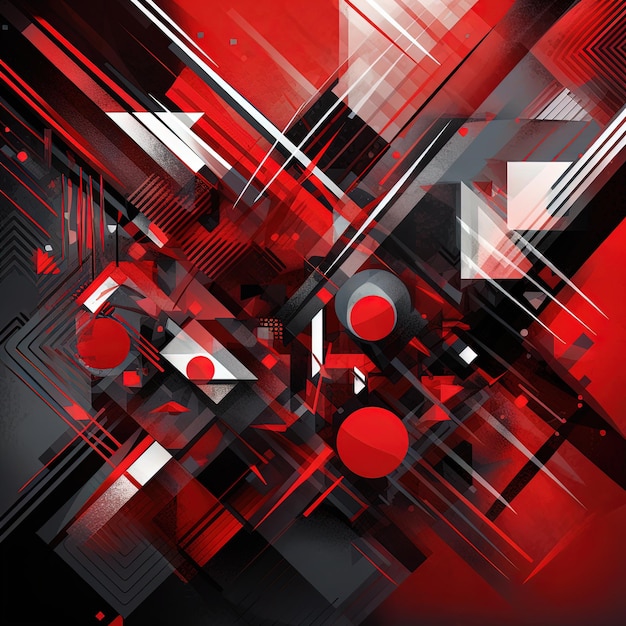 A red and black background with a black and white design that says's in the middle.