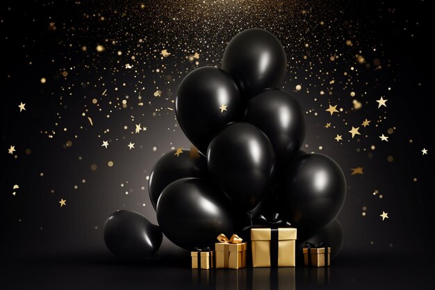 Red and black balloons on a background with copy space The concept of a holiday or Black Friday