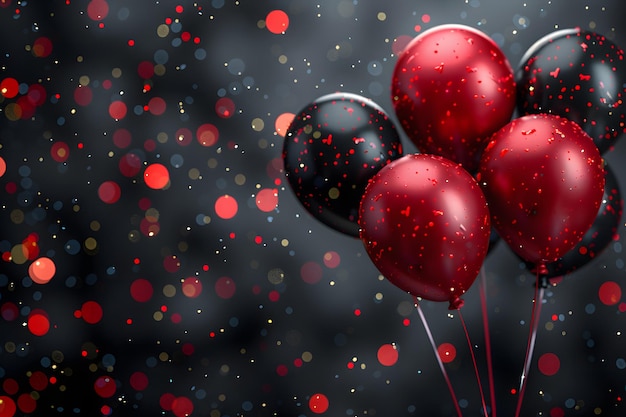 Red and Black Balloons Floating in the Air