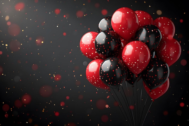 Red and Black Balloons Floating in the Air