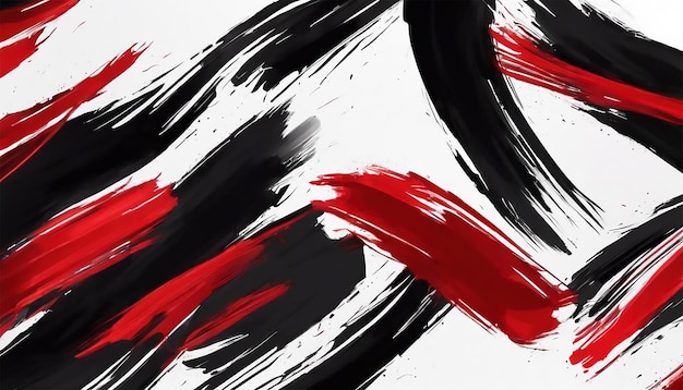 Photo red and black brush strokered art paint brush stroke texture white background