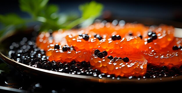 Red and black caviar seafood AI generated image