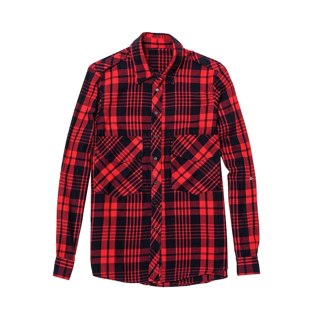 Photo red and black checkered shirt on white surface