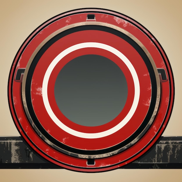 Photo a red and black circular object on a brown background