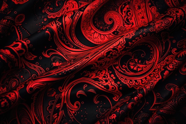 a red and black design is shown with a black background.