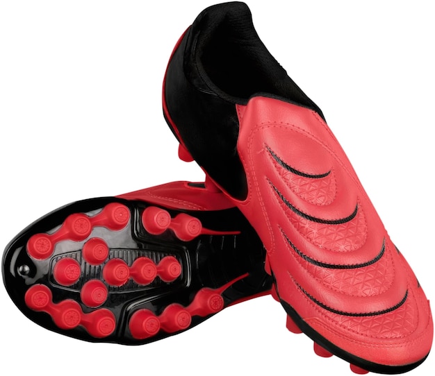 Photo red and black football shoes, isolated