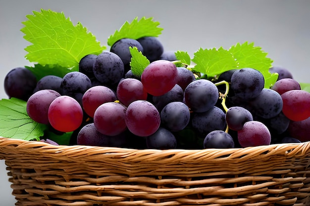 Red and black grapes in a basket