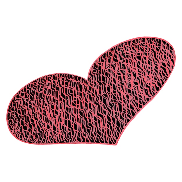 Red and Black Heart Drawn by Colored Pencil The Sign of World Heart Day Symbol of Valentines Day Heart Shape Isolated on White Background