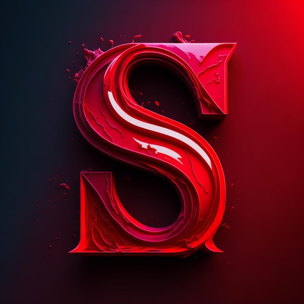 A red and black letter s with water splashes