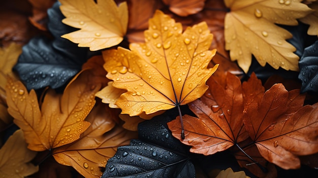 Photo red black and orange autumn leaves background