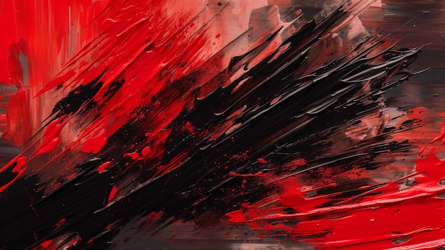 A red and black painting with the word love on it