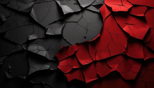 Red and black papercut background Generative Ai