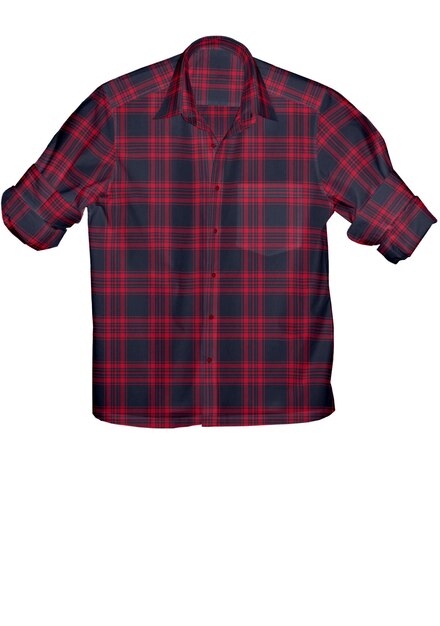 Photo a red and black plaid shirt with a black stripe on the front.