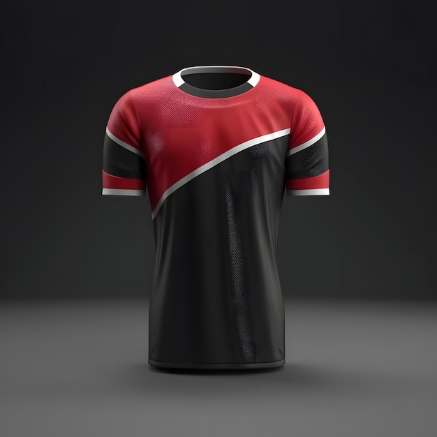 Premium AI Image | Red and black plain football jersey mock up design