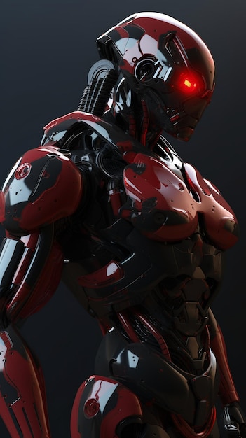 Premium Photo | A red black robot from future