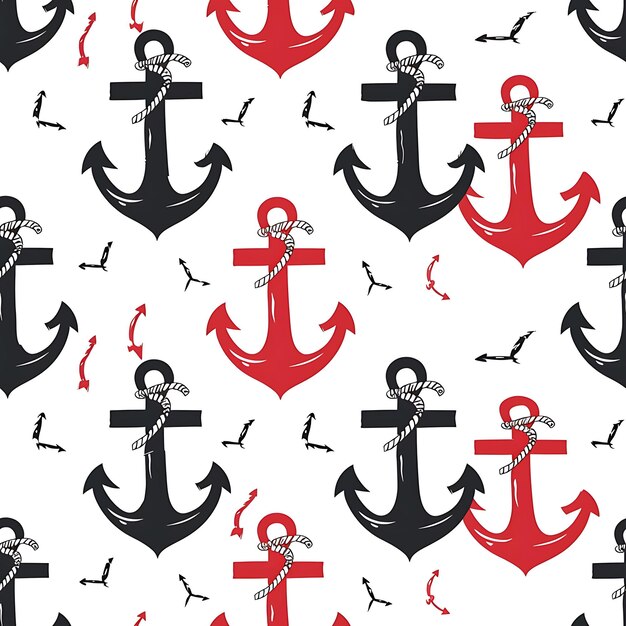 a red and black sailboat with a red and black anchor and a red and black anchor on the white backgro